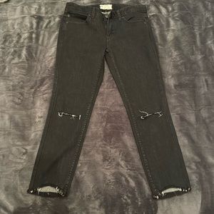 Free People Black Denim Distressed Skinny Jeans Size 28